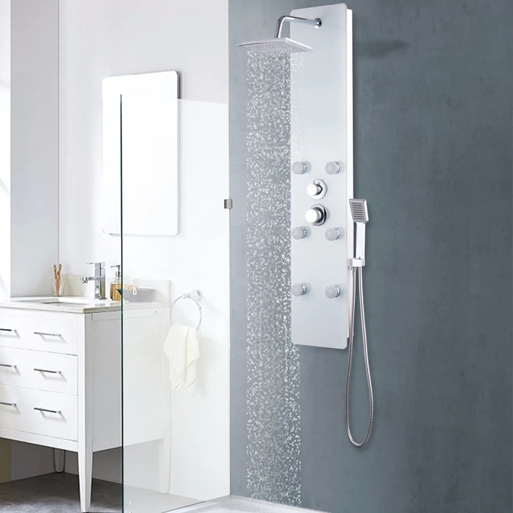 Pannello Doccia in Vetro 25x44,6x130 cm Bianco 142992