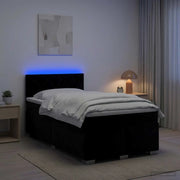 Letto con Box Spring, Materasso e LED Nero 120 x 190 cm Velluto 3452146