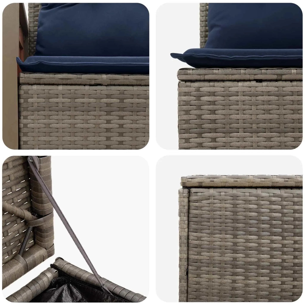 Set di divani 5 pz Grigio e Blu Navy Rattan sintetico e Acciaio 3447963