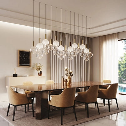 Zafferano Lampada a sospensione Sfera LED 8W 3000K Oro e Vetro Borosilicato Soffiato a bocca, Dimmerabile TRIAC, Altezza totale 328 cm, IP40
