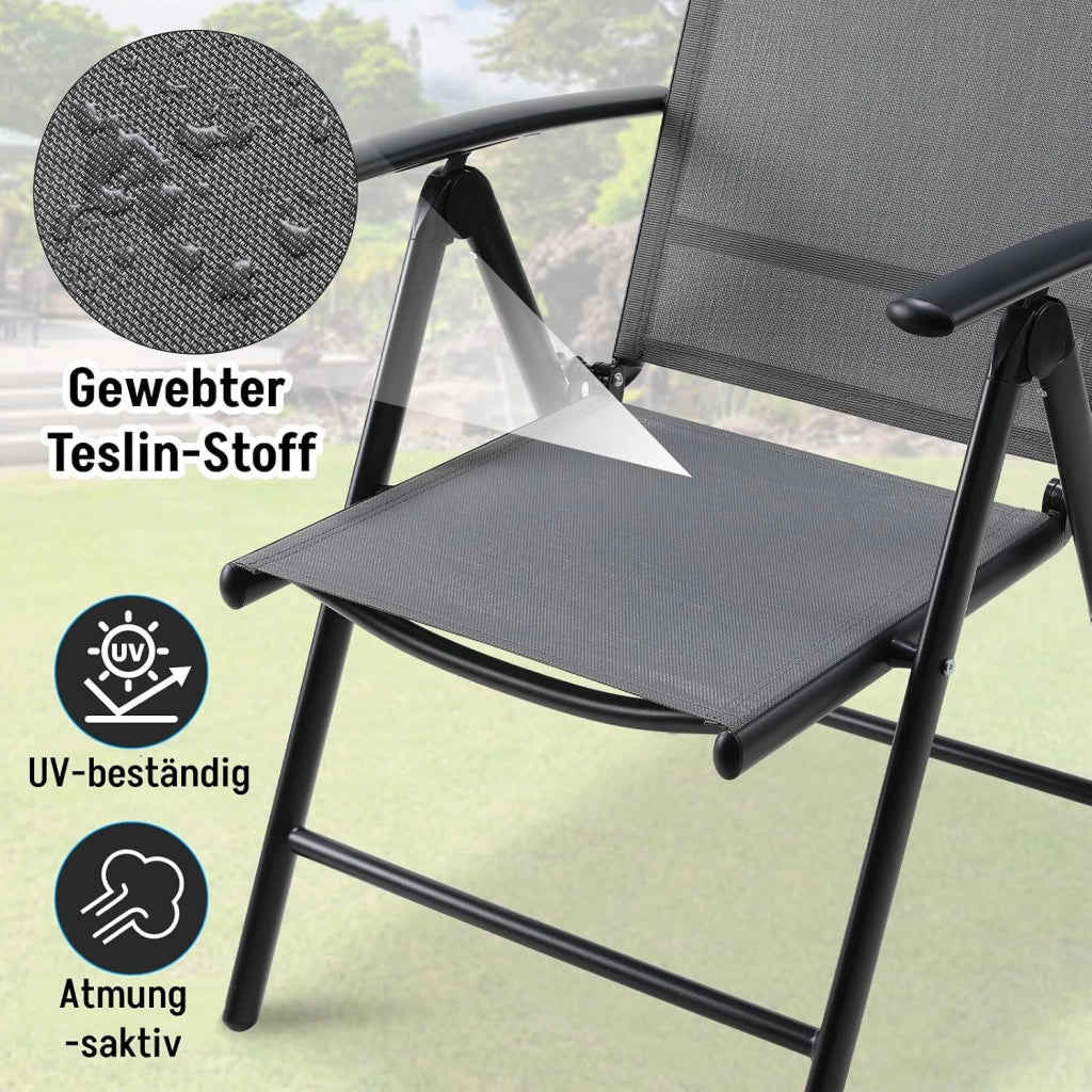 Sedie da Giardino Pieghevoli con Schienale Alto, Regolabile in 7 Posizioni,Sedie da Esterno Alluminio,Resistente alle Intemperie，Poltrone da Giardino, Max Portata 120 kg,2 pezzi, Grigio