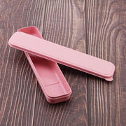 Set di utensili da picnic e campeggio riutilizzabile in legno di sesamo, ideale per pic nic e campeggio (rosa)