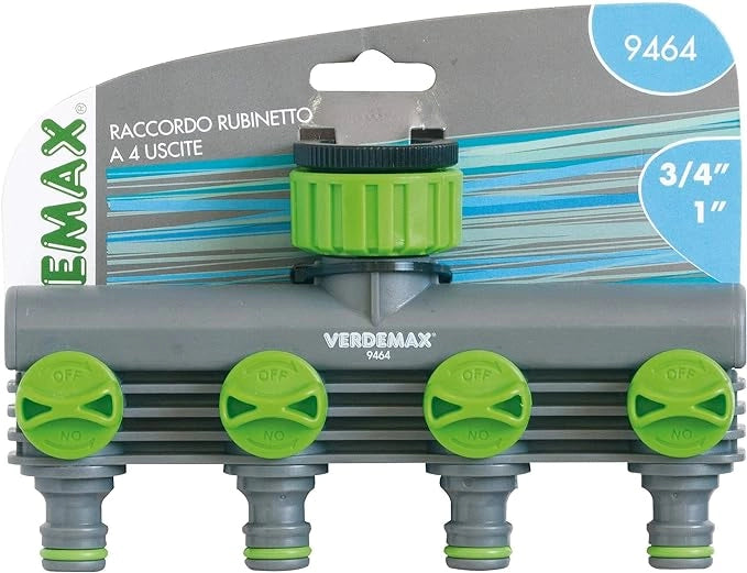 VERDEMAX - Raccordo Rubinetto 4 uscite 1/2-3/4