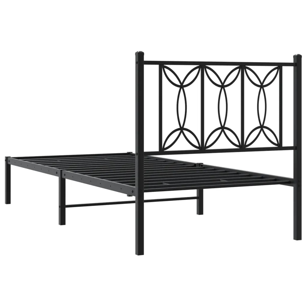 Giroletto con Testiera-Struttura Letto con testiera in Metallo Nero 75x190 cm 668355