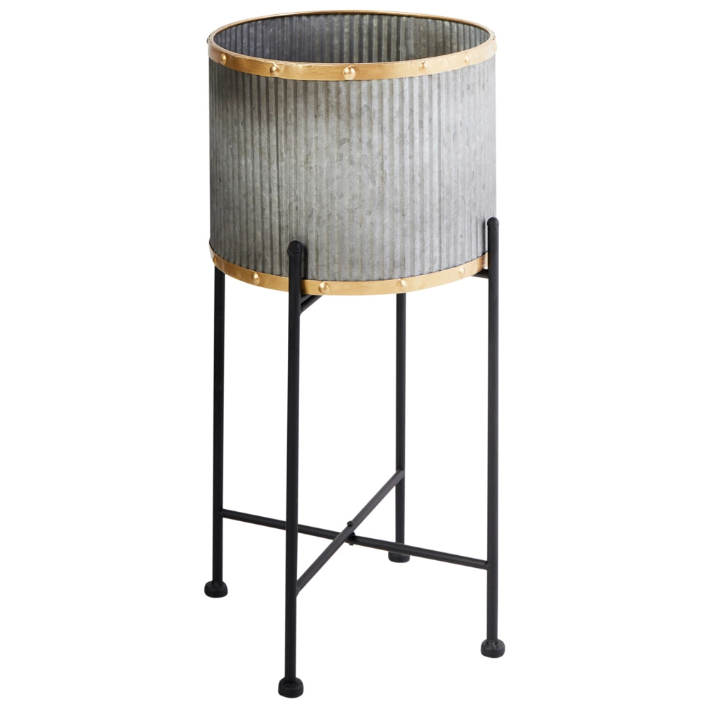 Portapiante per interni e per esterni in metallo grigio 26 x 26 x 52 cm stile industriale