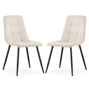 Set di 2 Sedie in velluto trapuntate NERO Beige gambe nere