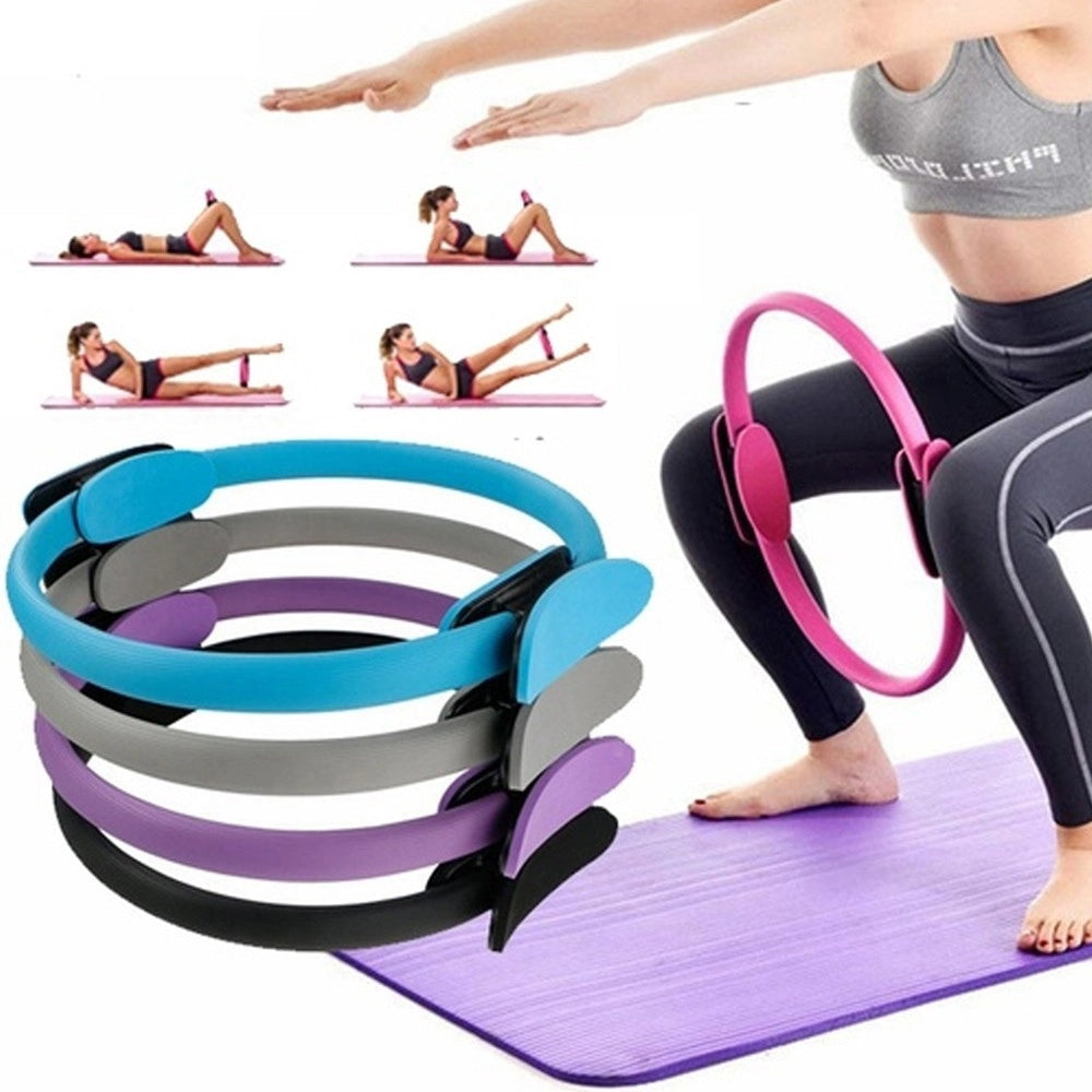 Trade Shop - Anello Pilates Cerchio Doppia Impugnatura Cosce Braccia Antiscivolo Resistente Yoga -