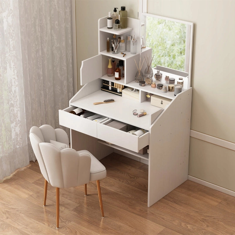 Toilette con specchio bianco trucco glamour con cassetti scandinavo moderno