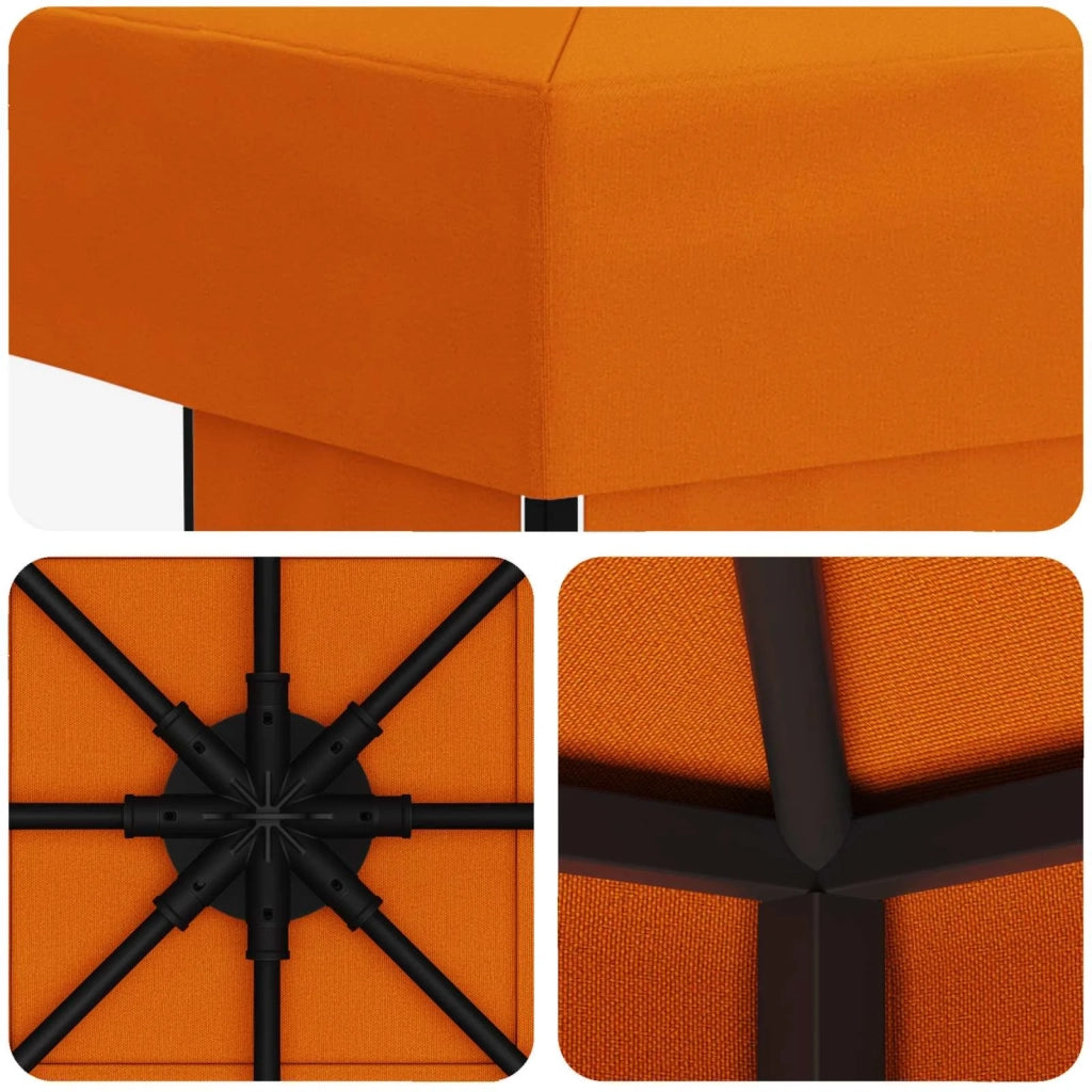 Gazebo 3 x 3 m Arancione Poliestere e Acciaio 190 900357