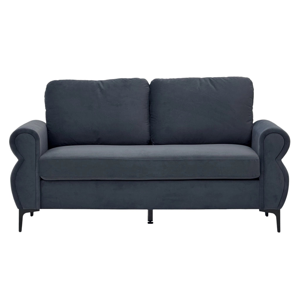 Divano 2 posti 173,5x81x92 cm grigio scuro – fodere sfoderabili, tessuto e metallo-legno