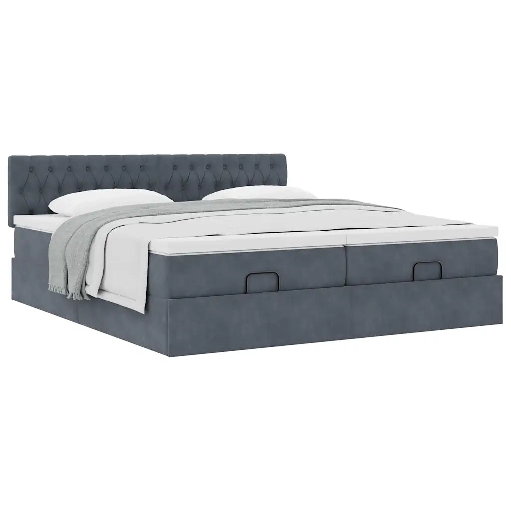 Struttura Letto Pouf con Materassi 160x200 cm in Velluto