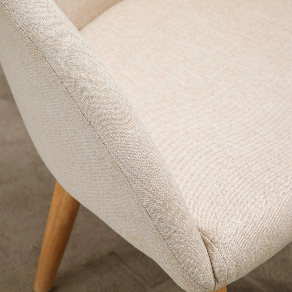 Set di 2 Sedie da Pranzo ¨C Zephmum ¨C Design Scandinavo in Legno e Tessuto Beige
