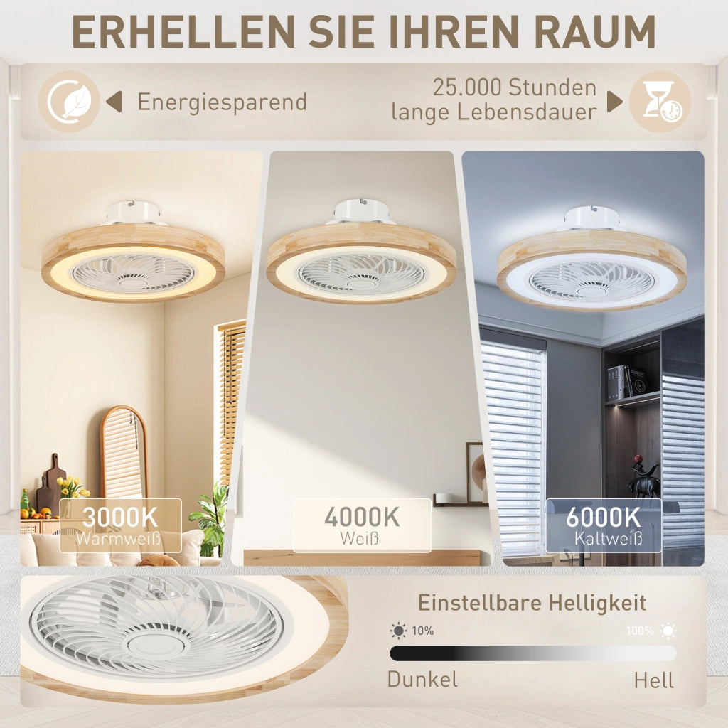 Ventilatore da Soffitto con Luce e Telecomando ¨C Zephmum ¨C Marrone Chiaro