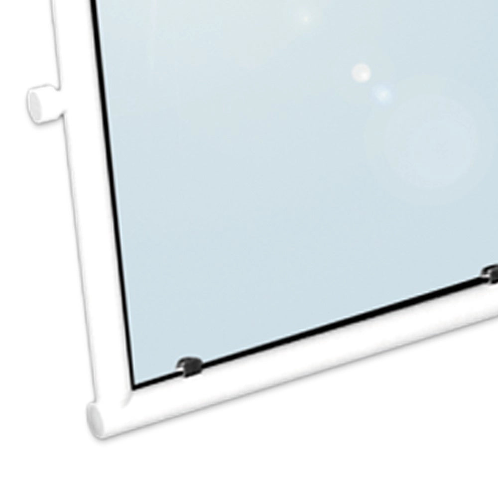 Specchio fisso da 63x54 in alluminio rivestito in nylon bianco