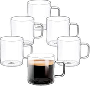 Set di bicchieri e tazze con manico, confezione da 6, 160 ml, bicchieri per bevande calde e fredde, tazza da caffè, bicchieri per glühwein, bicchieri per succo, bicchieri per acqua, tazze, lavastoviglie compatibile