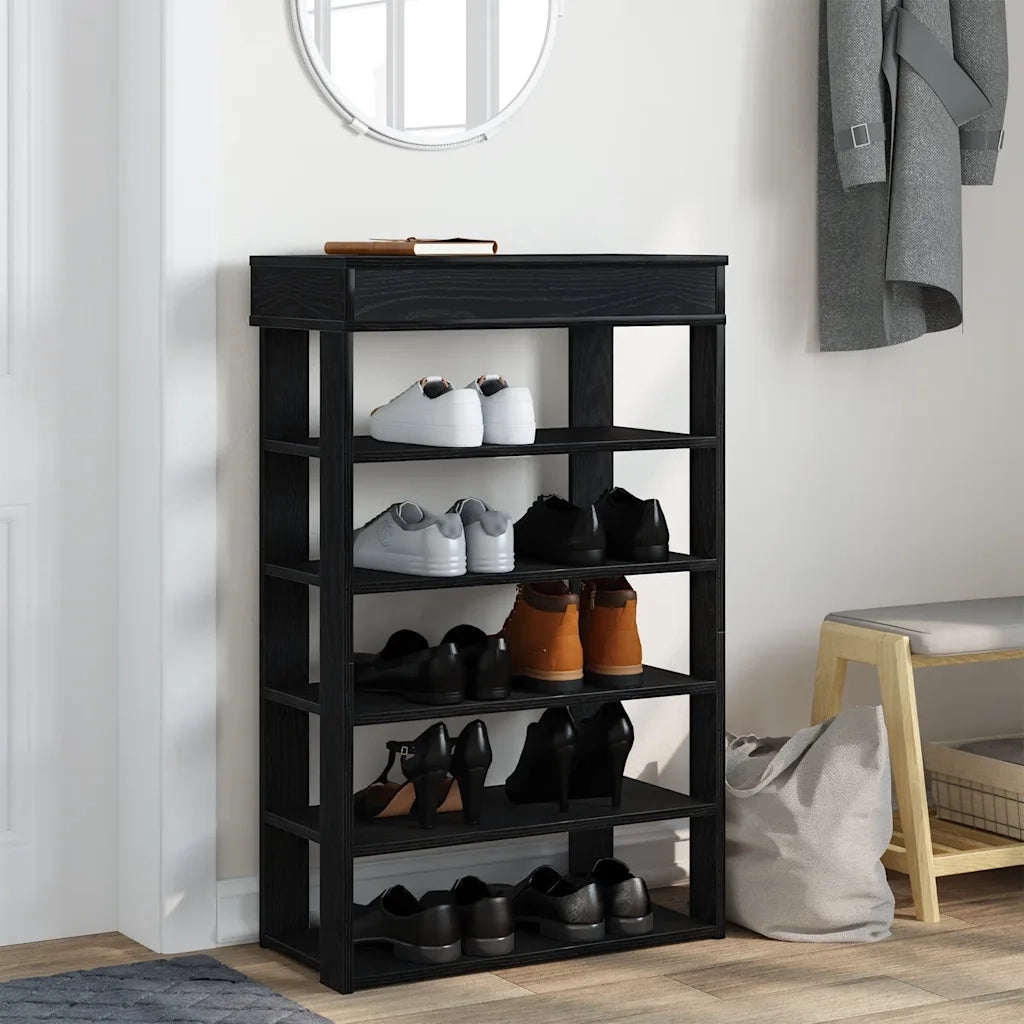 vidaXL Scarpiera Nera 60x30x98 cm in Legno Multistrato