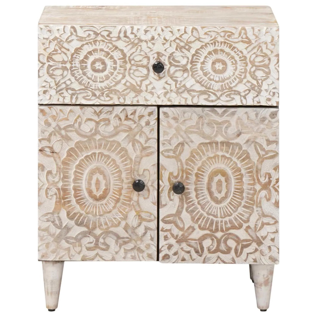 Mobiletto da Letto con cassetto Bianco 50 x 33 x 60 cm