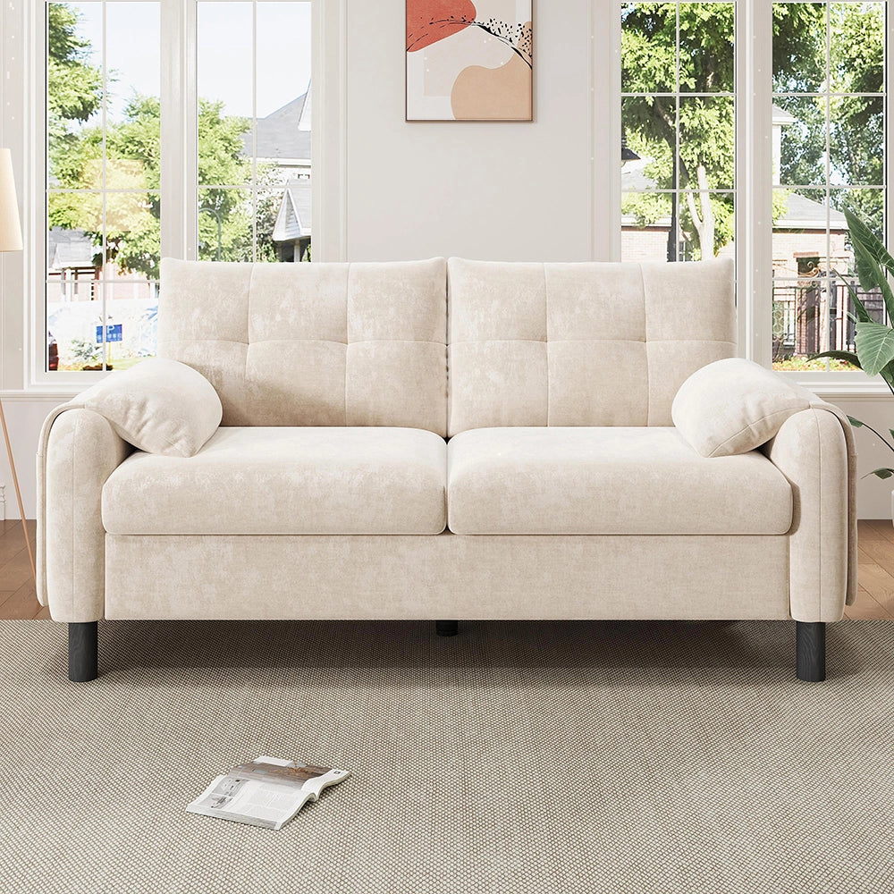 Divano 2 posti - Xylo - Chenille, stile scandinavo, beige