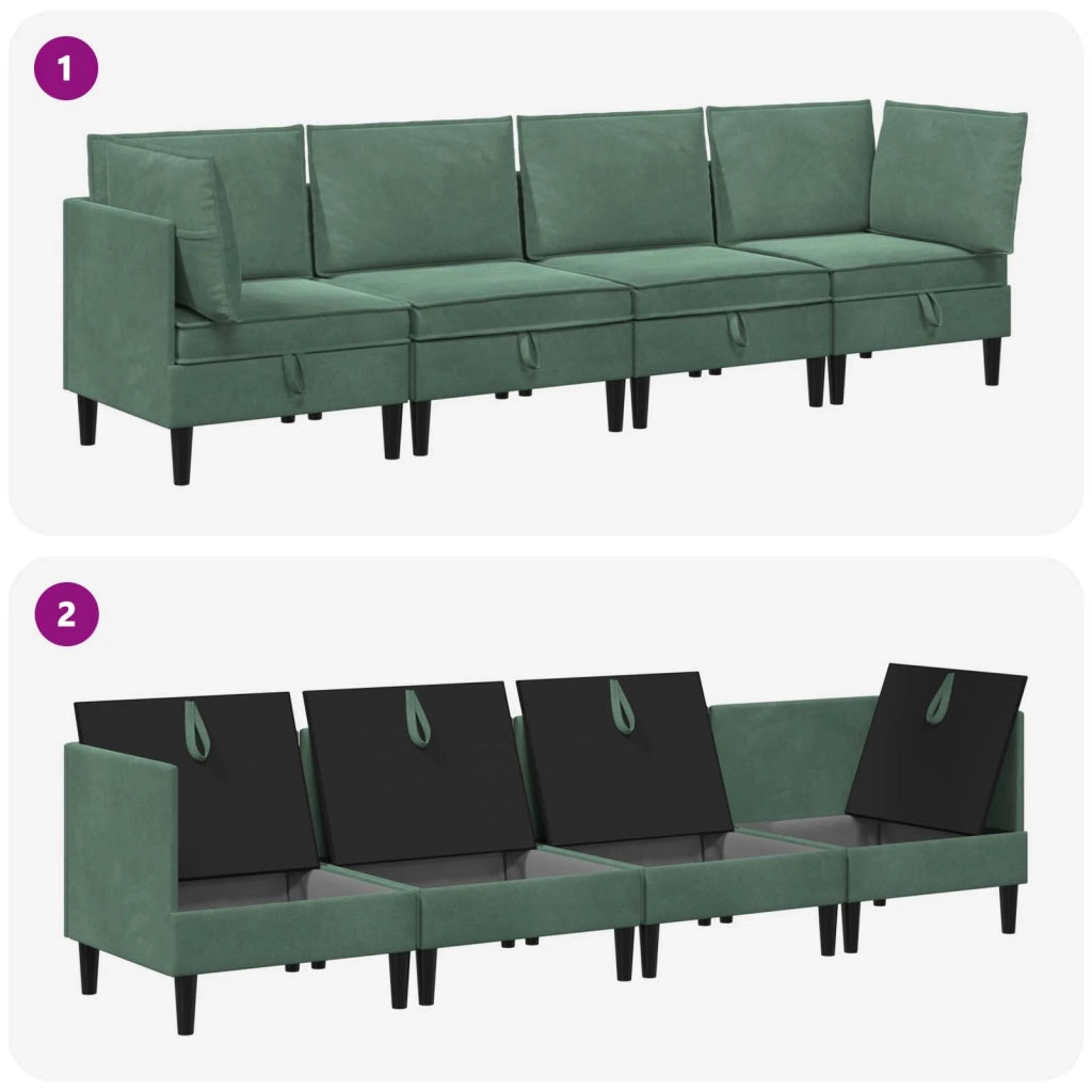 Set di mobili per il soggiorno 4 pcs Verde Mare Velluto 3413774