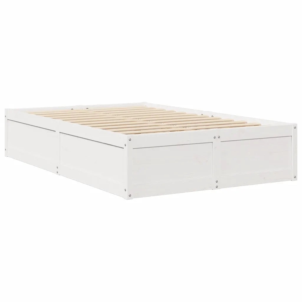 Letto senza Materasso Bianco 135x190 cm Legno Massello di Pino