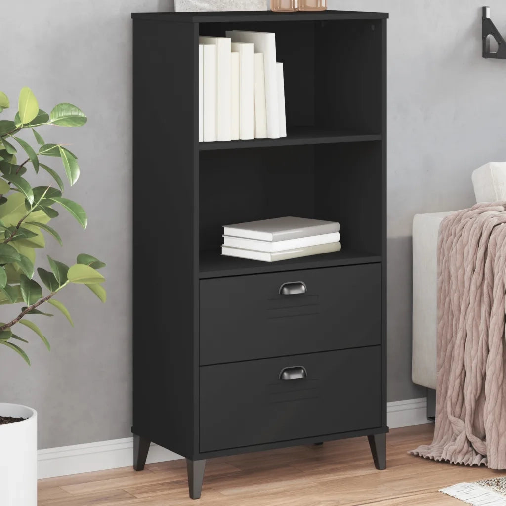Libreria-Scaffale per Libri-Mobile di Stoccaggio VIKEN Nera 60x35x123 cm in Legno Multistrato