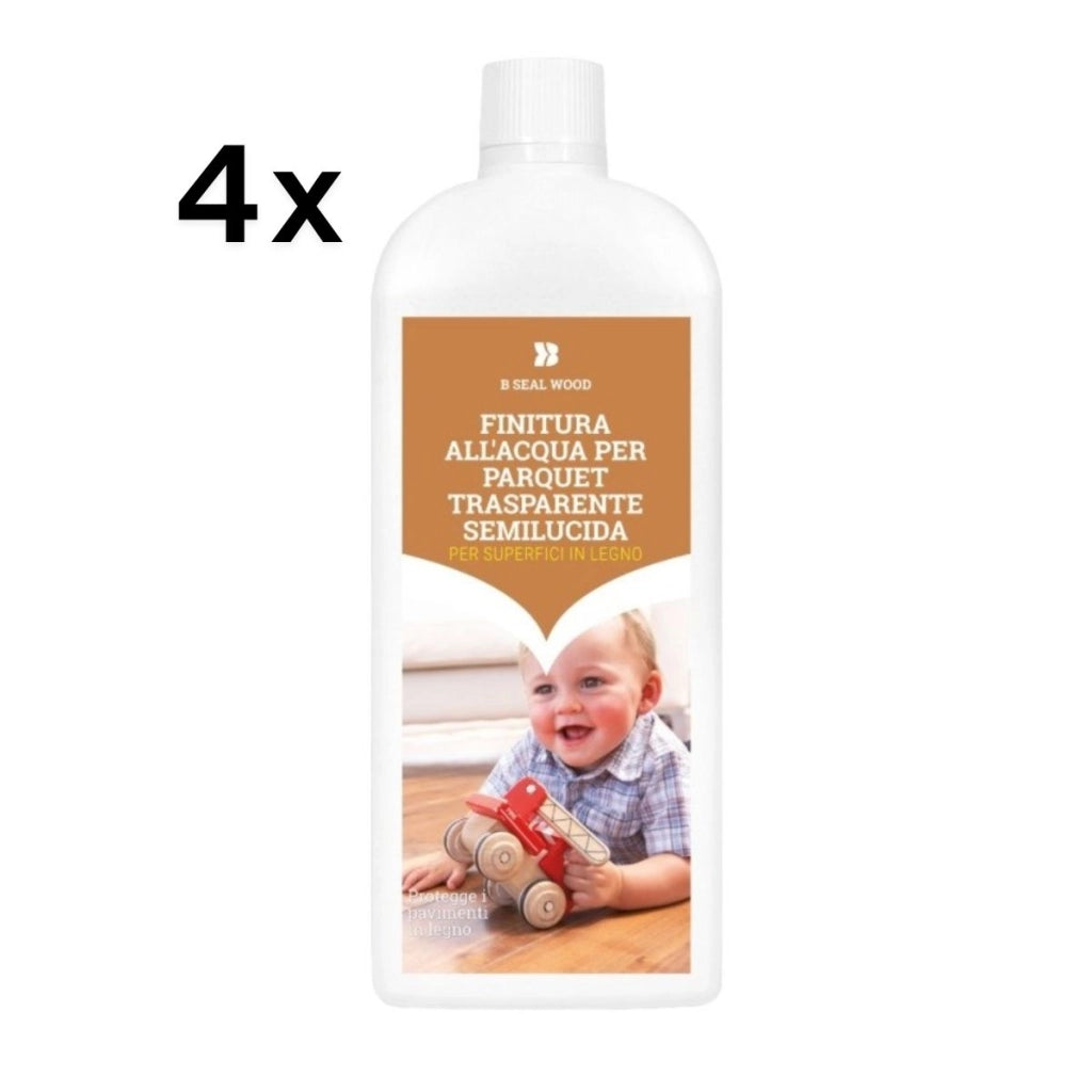 B Seal Wood 4 Pezzi x 1 LT, Vernice Semilucida Inodore per Legno | Bonasystems
