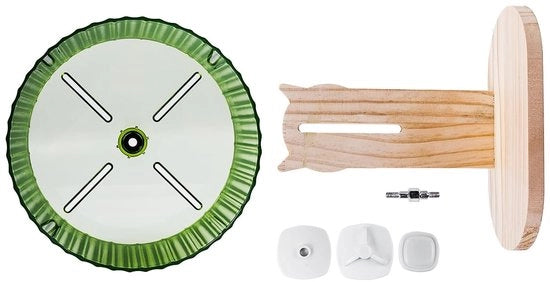 Tornio per Hamster - 21 cm - Tornio di allenamento - Base in legno - Doppia guida - Tornio con pendenza morbida - Riduce lesioni - Tornio per giro