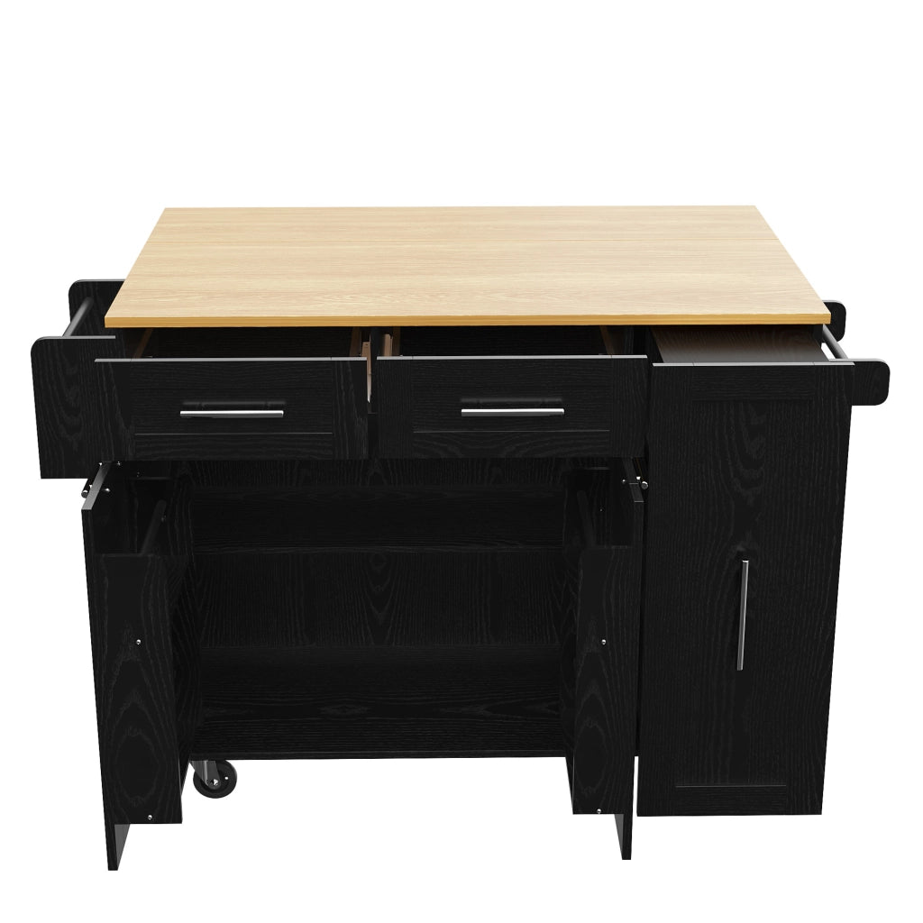 Isola cucina 110x46x90;5 cm pieghevole; in MDF e metallo; nero