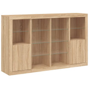 Buffet credenza cassettiera armadio mobile contenitore organizer per cucina soggiorno salotto con luci a LED 3 pezzi legno ingegnerizzato Sonoma marrone 02_0037215