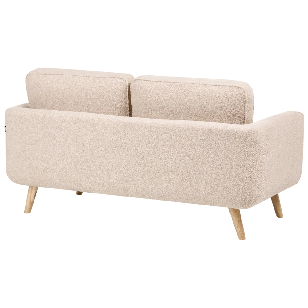 Divano a 2 Posti Beige in Bouclé con Gambe in Legno di Rovere Divanetto in Stile Tradizionale per Soggiorno