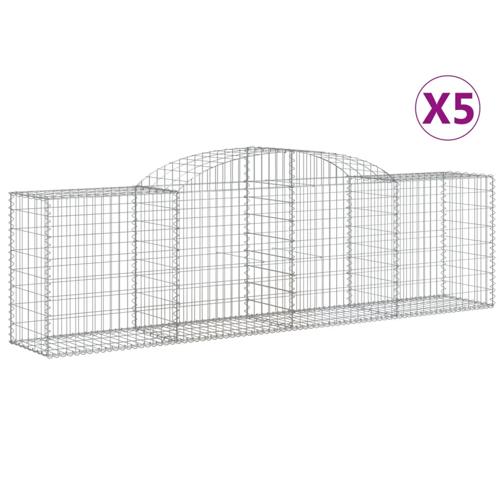 Cesti Gabbioni ad Arco 5 pz 300x50x80/100 cm Ferro Zincato 3146686