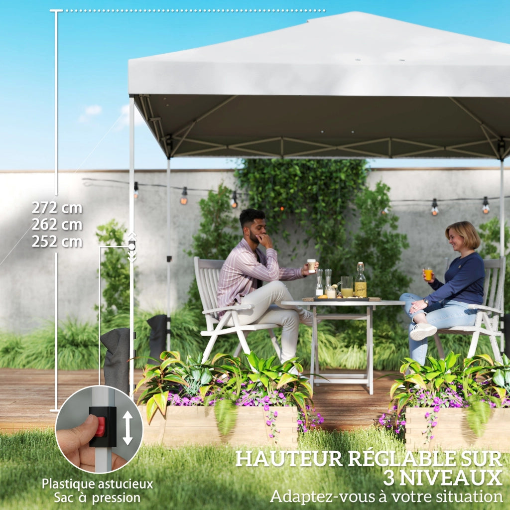 Tenda da giardino pop up 3x3 m ¨C zephmum ¨C Bianco, protezione UV50+, pieghevole, 4 sacchi di sabbia