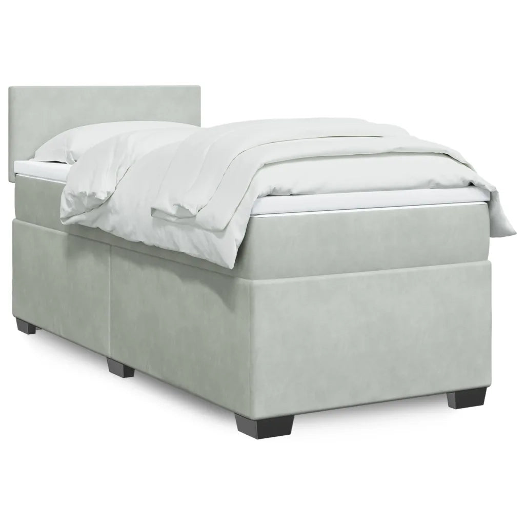 Giroletto a Molle con Materasso-Struttura Letto Grigio Chiaro 90x200 cm Velluto 659377