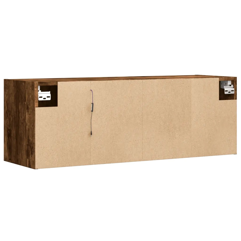 Mobile TV a Parete con Luci LED Rovere Fumo 100x31x35 cm