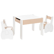 Set per bambini con tavolo 2 posti con sedie in legno bianco e chiaro cameretta elegante