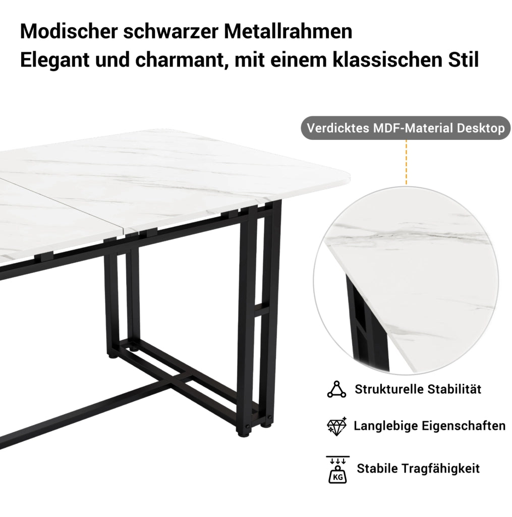 Tavolo da pranzo moderno 140 cm in MDF con gambe nere