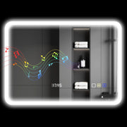 Specchio da Bagno con LED e Bluetooth ¨C zephmum ¨C 70x50 cm, Bianco, 3 Colori, Antivaho