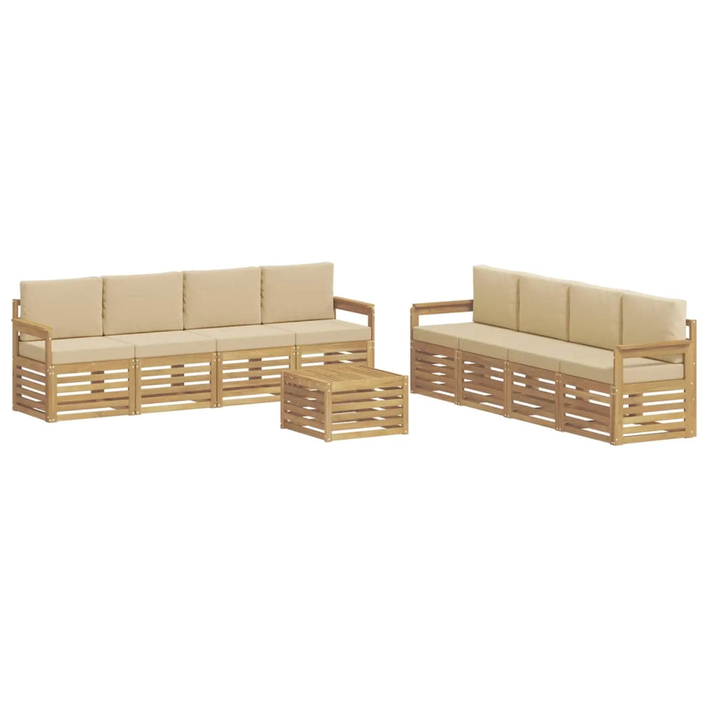 Set di divani da esterno 9 pcs Bianco e Beige 59 x 59 x 37 cm 3391583