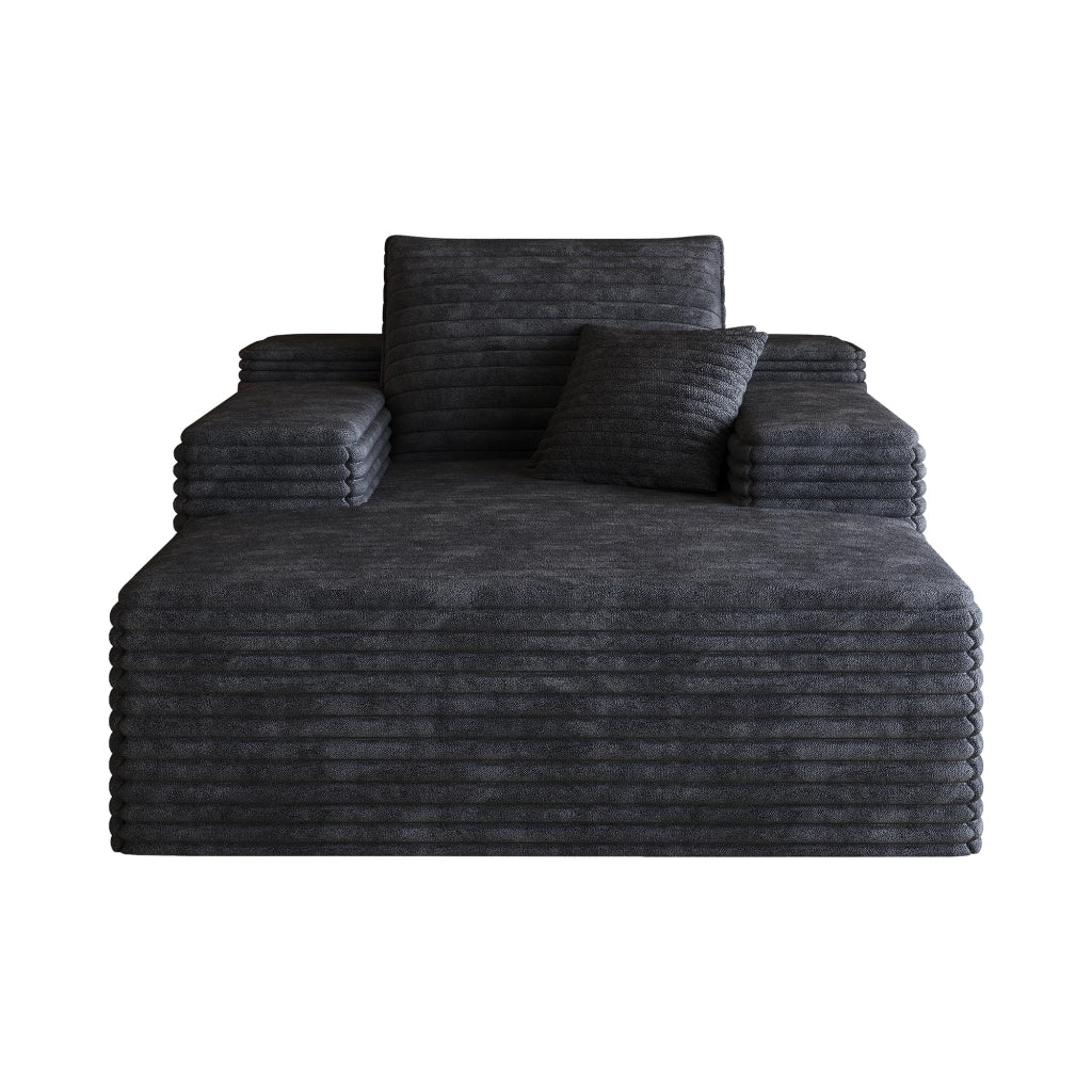 Divano chaise longue senza montaggio in tessuto nero