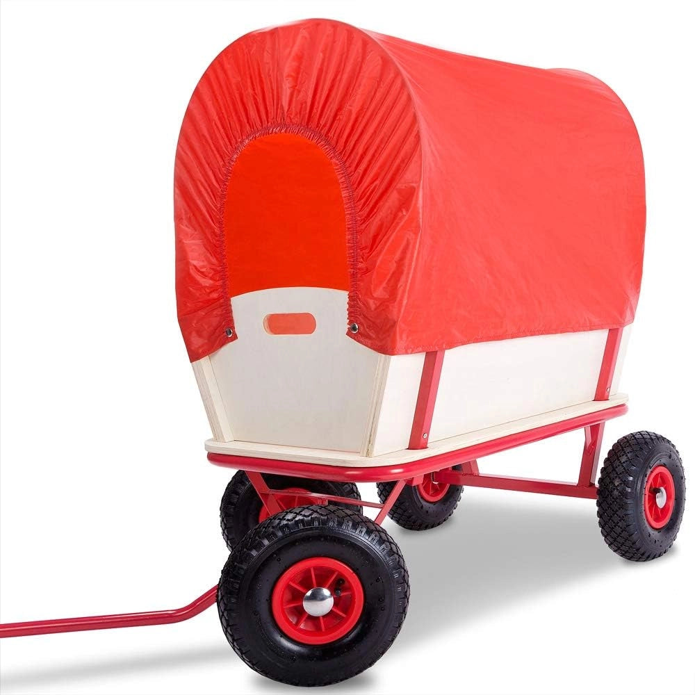Carretto a Mano Trasporto Tetto Rimovibile Max. 180 kg Telaio Tubolare Acciaio Copertura carro Legno Fuoristrada