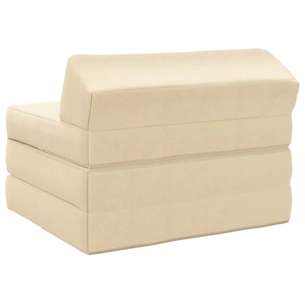 Divano Letto Pieghevole Crema 200 x 70 x 10 cm Tessuto in Cords 900031