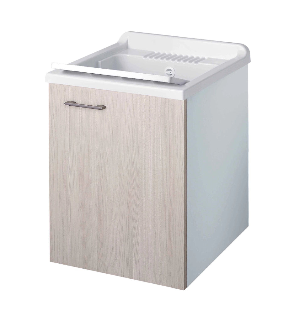 Mobile LAVATOIO - SOSPESO - in LEGNO a 1 anta - 50x50 (H.85) c/vasca e asse in PP - CR - COL: OLMO