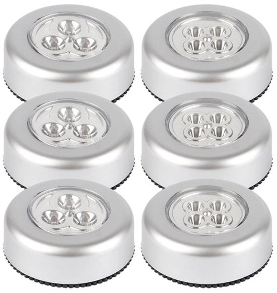 Lampada a LED adesiva - alimentata da batterie - lampada adesiva per armadi, armadi a muro, vetrine - set da 6
