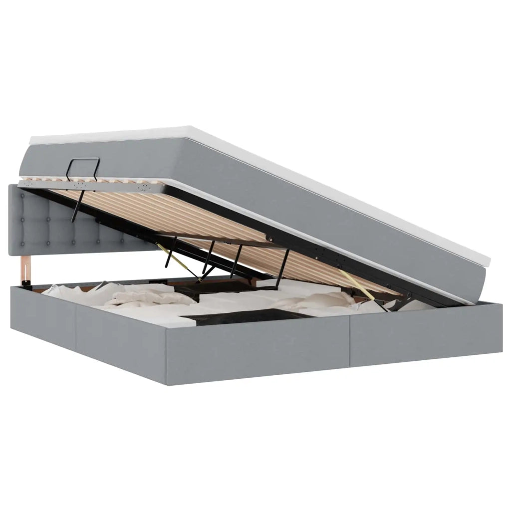 Letto con contenitore e materasso Grigio chiaro 160 x 200 cm