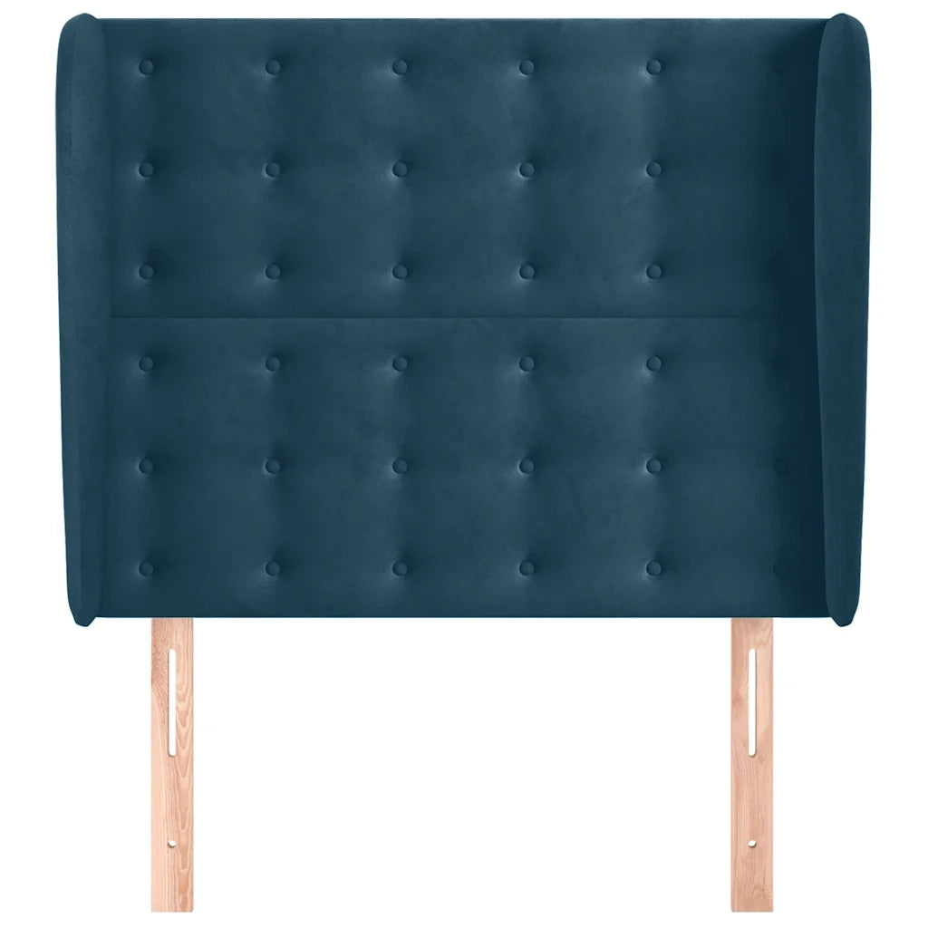Testiera ad Orecchio-Testata con Orecchie Blu Scuro 103x23x118/128 cm in Velluto 764647