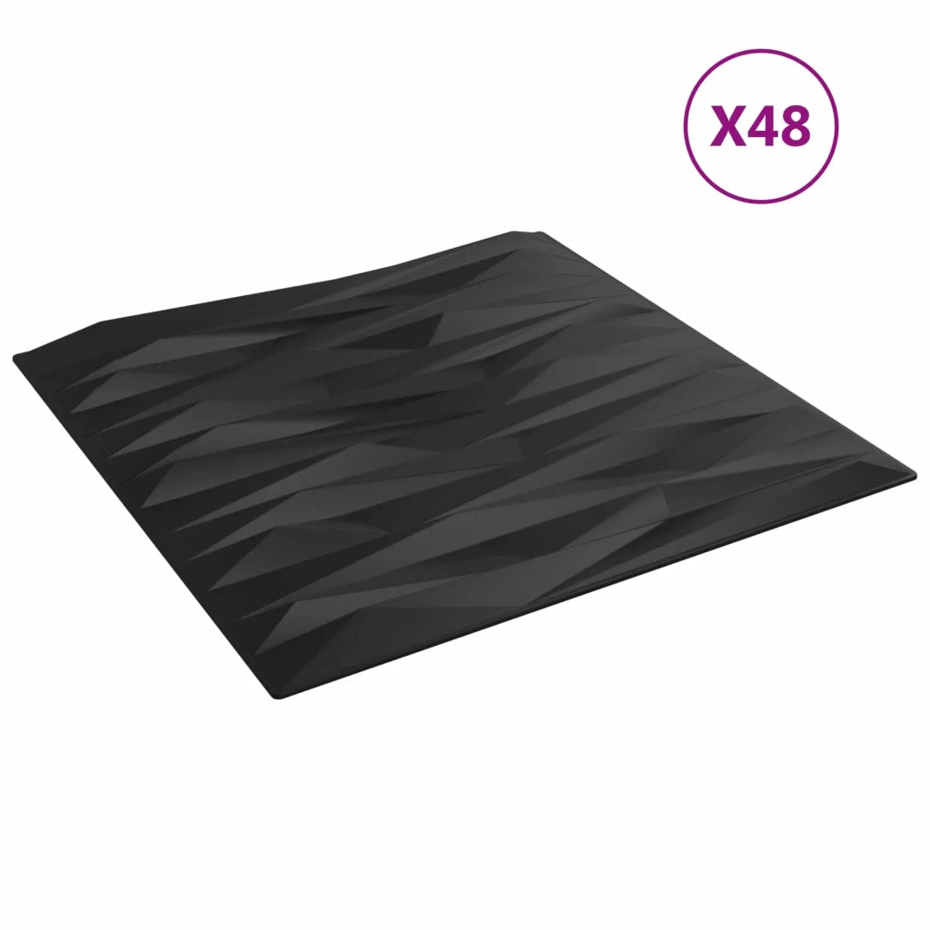 Pannelli da parete 48 pz 50 x 50 cm Pietra Nera Schiuma XPS 42046049