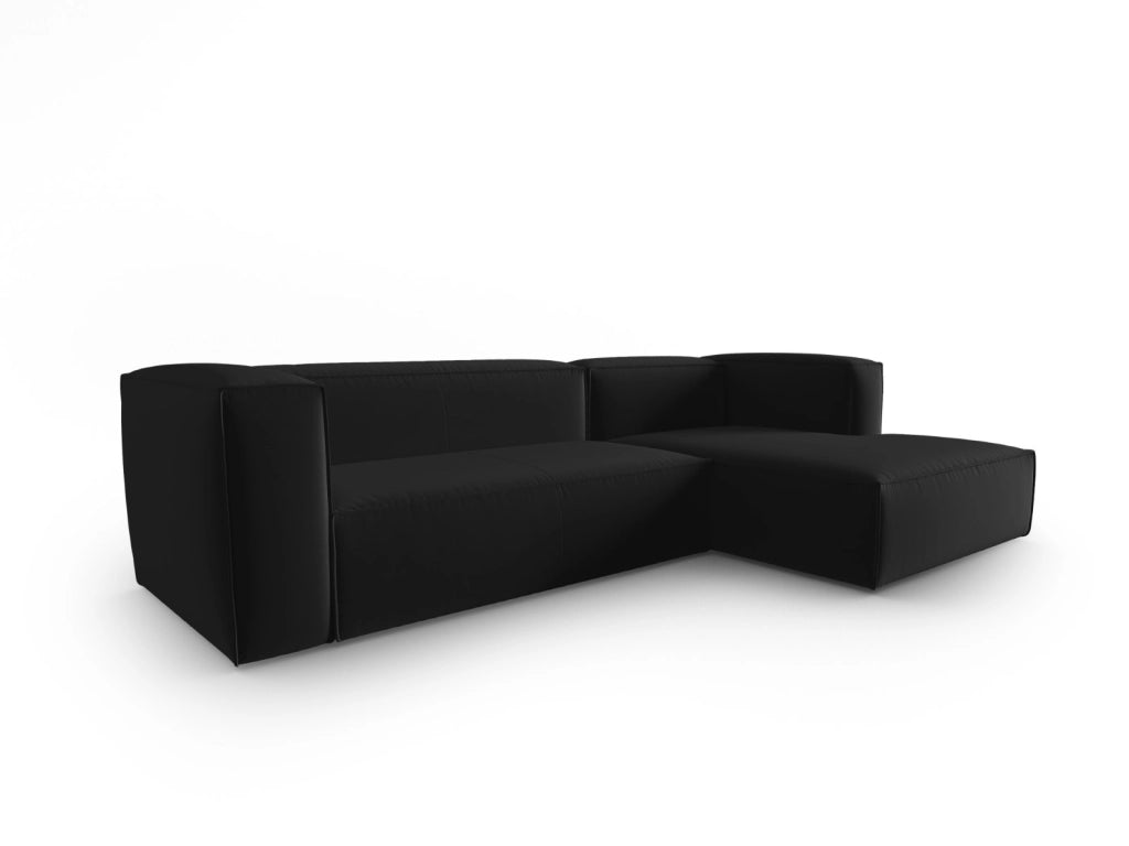 Cosmopolitan Design - Divano angolare destro "Mackay" 4 posti in velluto nero 