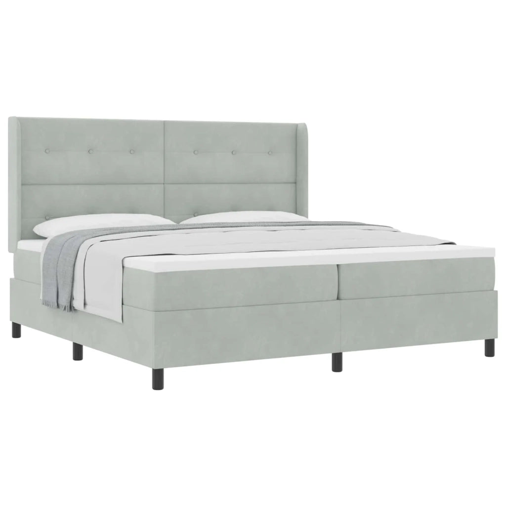 Letto a molle con materasso Grigio chiaro 200 x 200 cm Velluto 3342026