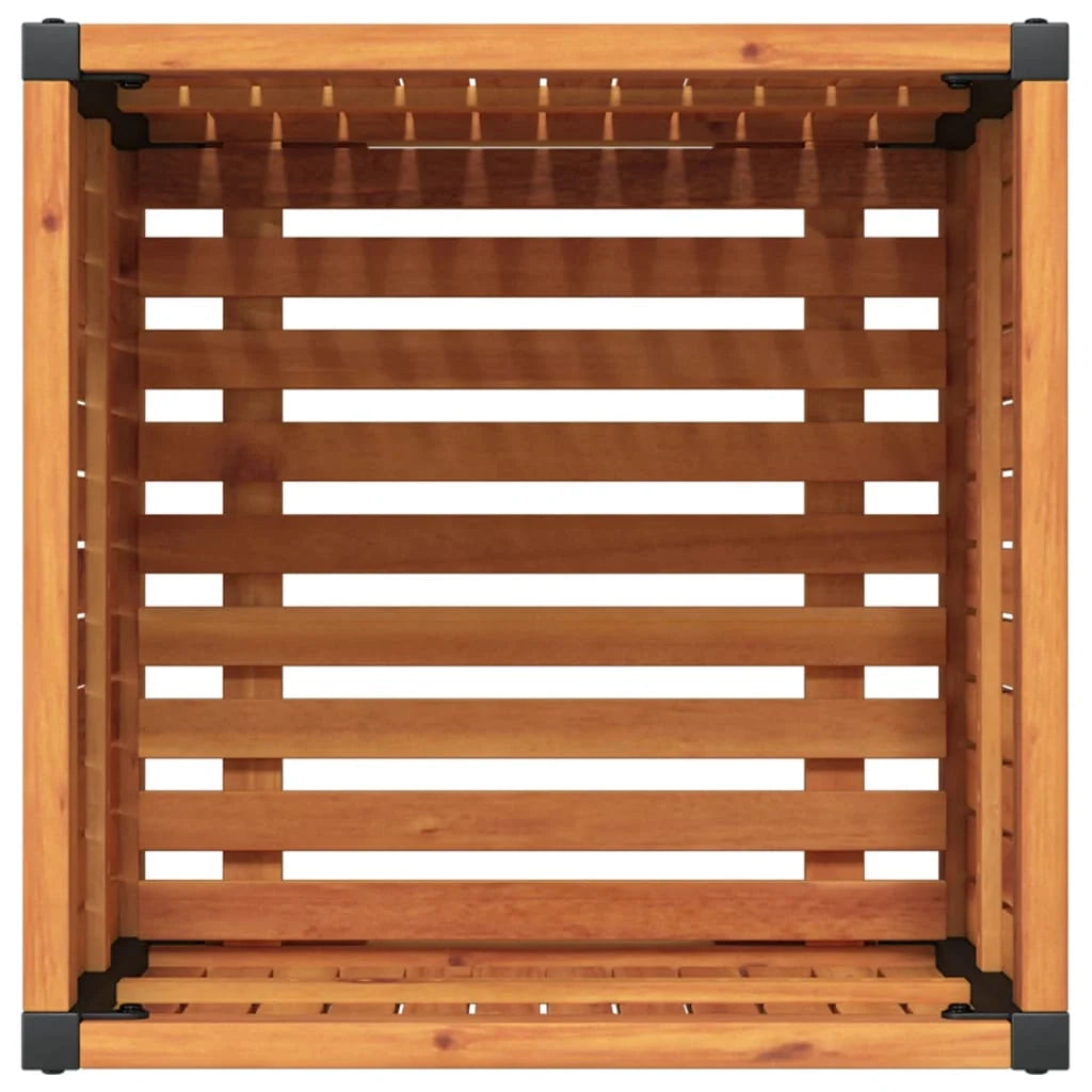 Aiuola rialzata/fioriera per piante fiori patio giardino 45 x 45 x 44 cm legno massello di acacia e acciaio marrone 02_0037605
