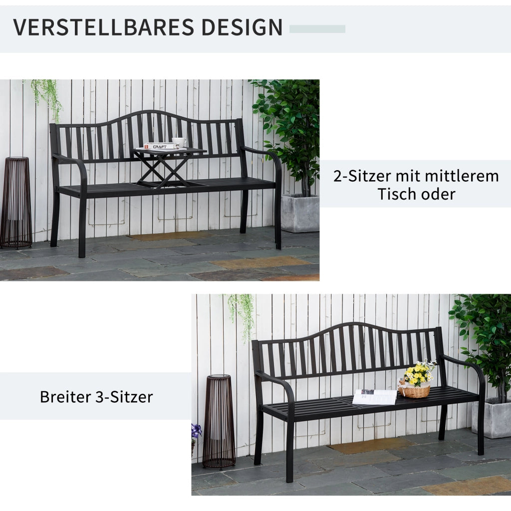 Panchina da giardino 2 posti con tavolo estraibile ¨C Minimal ¨C 150x58.5x90 cm nero